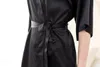 Vêtements de nuit pour femmes sous-vêtements femmes peignoir Simulation soie pyjamas couleur unie cardigan ample peignoirs de bain rose dames longues robes noir
