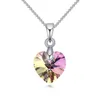 Mini colliers en forme de cœur avec pendentif en cristaux de Swarovski, cadeau pour femmes et filles, chaîne de couleur argent, bijoux pour enfants, décorations 307s