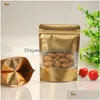 Worki do pakowania Bolsas de Regalo 100pcs/partia 9 -size przezroczyste okno Gold Emcrass Stand Up Zip Block Bage Self Uszczep z suwakiem przechowywania żywności reta dhau7