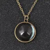 Chains Retro Double Sided Glass Ball Time Gem Luminous Moon Pendant Necklace For Women Fashion 2023