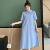 Women's Sleepwear Fresh Loose Large Size Nightdress Women Cotton Short Sleeve Lapel Summer Long Dress Buttons Nightgowns Female Shirt