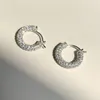 Hoop Earrings Fashion Korean Street Style 20mm Shine Cubic Zirconia For Women Statement Luxury Jewelry Wholesale & Huggie