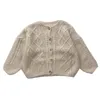 Jackets meninos e meninas da primavera e suéter de outono bebês kids knit cardigan suéter roupas coreanas estileletwist shape meninas roupas 230208