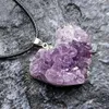 Anhänger Halsketten Natürliche Amethyst Cluster Liebe Herz Halskette Unregelmäßige Heilsteine Weiße Kristall Probe Dekoration Handwerk