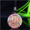 Charms Orgonite Energy Pendant Natural Rose Quartz Meditation Healing Flower of Life Seven Chakras Crystal Drop Delivery 202 Dhjzk