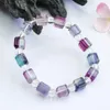 Strand Natural Fluorite Bracelet Color Cube Sugar Jewelry Ornament