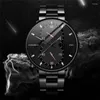 Polshorloges Casual Luxury 2023 Mens Watches Creative Dial Simple Steel Band Business Pols Watch Gift Fashion Male Clock Reloj Hombre