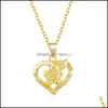 Oorbellen ketting mode 24 K fijn goud gf dubai romantische hart liefde rozen hangers sets bruiloft png sieraden voor vrouwen 510 q2 drop d dhvtu