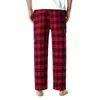 Mäns sömnkläder röd svart rutig pyjamasbyxor män som lovar avslappnad hus pjs sömnbottnar mens flanell bomullsdragsknapp Fly Sleepwear 230207