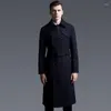 Men's Trench Coats Minglu Long Wool Overcoat Male Luxury Double Breasted Solid Mens Jackets And Plus Size 5xl 6xl Autumn Winter