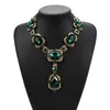 Pendentif colliers Indien ethnique déclaration collier ras du cou femmes luxe rouge vert verre cristal pendentifs colliers bijoux pour femme fête de mariage G230206