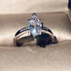 Anneaux de mariage exquis femmes mode cheval oeil anneau couleur blanc zircon fiançailles bijoux promesse de mariée pour couplesmariage Rita22