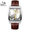 Shenhua Turbillon رجال الساعات الفاخرة الآلية الميكانيكية wristwatch حزام الجلد الأصلي الشفافة