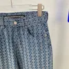 Jeans vintage da donna Blue Jeans Lettera Jacquard Jeans dritti Autunno Inverno Pantaloni firmati Pantaloni a vita alta