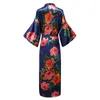 Vêtements de nuit pour femmes Robe blanche salon grande taille bain femmes Kimono Robe vêtements de nuit décontracté nouveauté imprimé fleur maison vêtements déshabillé