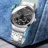 メンズウォッチホロー腕時計を見る男性用の自動機械式時計ビジネス腕時計ステンレス鋼ストラップ防水モントルデクルス40mmムーンフェーズ