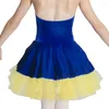 Scene Wear Party Dress Velvet Halter Leotards med mjuk tyllkjol Girls Ball Glows Women Ballroom Dance