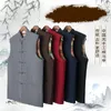 Vêtements ethniques hommes rétro Style chinois Qipao hauts coton gilet mode Streetwear traditionnel Tai Chi sans manches manteaux vestes