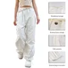 Women's Pants Oversized Tech Women Drawstring Joggers Low Waist Streetwear Baggy Wide Leg Sweatpants Y2k Vintage Hippie Cargo