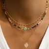 Choker Chokers Boho Creative Design Faceted Stone Short Necklace Retro Ethnic Pink Green Black Red Natural Jewelry Women Femme