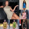 Desinger Casual vestidos de mujer nuevo Sexy Slim Fit Color sólido hombro inclinado sin mangas Hip Wrap falda primavera y verano