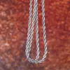 Chains White Gold Twisted Rope Chain Necklace Singaporean Venetian For Men And Women 3mm Hip Hop Jewelry Culture