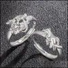 Couple Anneaux Dragon Phoenix Anneau Ouvert Pour Hommes Femmes Esprit Héroïque Sier Couleur Hyperbole Mâle Punk Style Bijoux Drop Livraison Dhijy