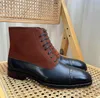 Läder Mixcolor Chelse Grain Full Boots British Style Office Boot Martin Shoes 78883
