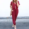 Dames Jumpsuits Rompertjes Lente Zomer Jumpsuit Dames Effen V-hals Casual bodysuit Rompertjes Zwart Lace Up Jump Suit Overalls Katoen Dameskleding 230208