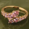 Bröllopsringar Splendid Pink Gems Zircon Gold Party Jewelry US# Solitaire Ring Size 6/7 8 9 S1898