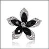 Pins Brooches Retro Style Black Big Crystal Brooch Colored Flower Women Pins Rhinestone Drop Delivery Jewelry Dha5C