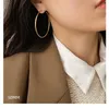Boucles d'oreilles créoles en argent sterling S925 grande boucle d'oreille plaquée or 24 carats mode et personnalité pour femmes