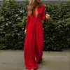 Women's Jumpsuits Rompers Women's Clothing Rompers Lapel Buttons Sexy Cardigan Shirt Rompers Long Sleeve Casual Loose Wide Legs Trousers Two-Piece Suit XL 230208