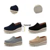 Klänningskor Comemore 2021 Spring Autumn Women Suede äkta läder kilskor dam kvinnliga loafers söta tofs slip-ons plattform moccasins t230208