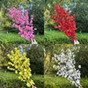 Dekorativa blommor 125 cm Artificial Peach Blossom Plastic Branch Simulation Plant Flower Bouquet Wedding Party Arrangement Decoration