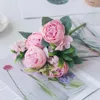 Decorative Flowers Artificial Vases For Home Decor Silk Roses Peony Mariage Bridal Bouquet Fake Plants Christmas Wedding Wreath