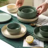 Teller aus Keramik, modernes komplettes Geschirr mit westlichem Luxus-Dinner-Servierset Vajilla Completa De Platos