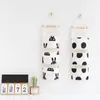 Storage Boxes Black And White Three Pockets Hanging Bag Wall Cotton Linen Fabric Art Style Nordic Home