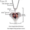 Custom Photo Love Heart Pendant Necklace Bling Cubic Zirconia Hip Hop 18K Gold Plated Personalized DIY Picture Jewelry Bijoux Gifts for Couple Lovers