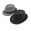 Британский стиль полосатый мужской случайный черный федорас формальная шляпа ретро -дерби боулер джаз топ -шляпа Классическая джентльмен -кап