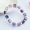 Strand Natural Fluorite Bracelet Color Cube Sugar Jewelry Ornament