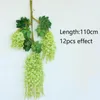 Decorative Flowers 12pcs/Lot 110cm Hanging Artificial Plant Wisteria Flower For Wedding Holiday Party Home Bar El Wall Venue Decoration