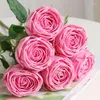 Dekoratif Çiçekler 6 Pc Rose Düzenleme Okaliptüs Şakayık Lateks Kaplama Islak Petal Yapay Çiçek Buket Düğün Dekor Etkinliği -