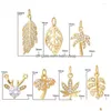 Charms Flowers Leaves Diy Pendant For Jewelry Making Necklace Women Gold Color Charm Copper Inlaid Zircon Deer Cute 2022 Drop Dh0Rj