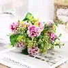 装飾的な花5ヘッドシルクヒドランジー植物牡丹花束結婚式の装飾家の装飾偽のテーブルセンターピース