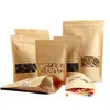 تعبئة أكياس 100 pcs/Lot Kraft Paper Bag Food Moistureproof Stand up re reusable aceaces with window window drop de dh7ya