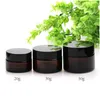 Packing Bottles 5G 10G 15G 20G 30G 50G Amber Glass Jar Cosmetic Cream Bottle Refillable Makeup Container With Black Lids Drop Delive Dh5Zu