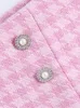 Survêtements pour femmes Shorts ensembles tenues élégant pied-de-poule ensemble en tweed blazer court et jupe-short taille haute faux bouton bijou costume 2 pièces 230208