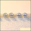 Stud Femmes Coréenne Couronne Boucles D'oreilles De Luxe Sier Or Clair Violet Bleu Zircon Cubique CZ Diamant Bagues D'oreille Pour Fille Mode Bijoux BK Dhwim