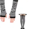 Kvinnliga strumpor flickor randiga handskar sockningar varma ärmar roliga cosplay över hög knä lång gotisk söt sexig lår